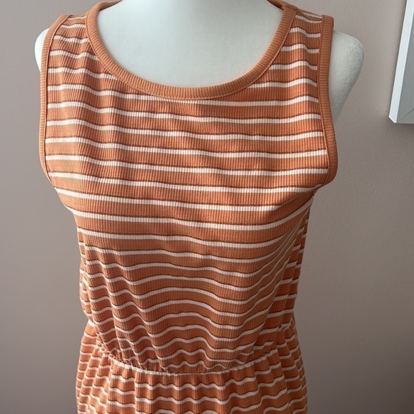 ICHI l Orange Striped Summer Midi Dress - Picture 2 of 9